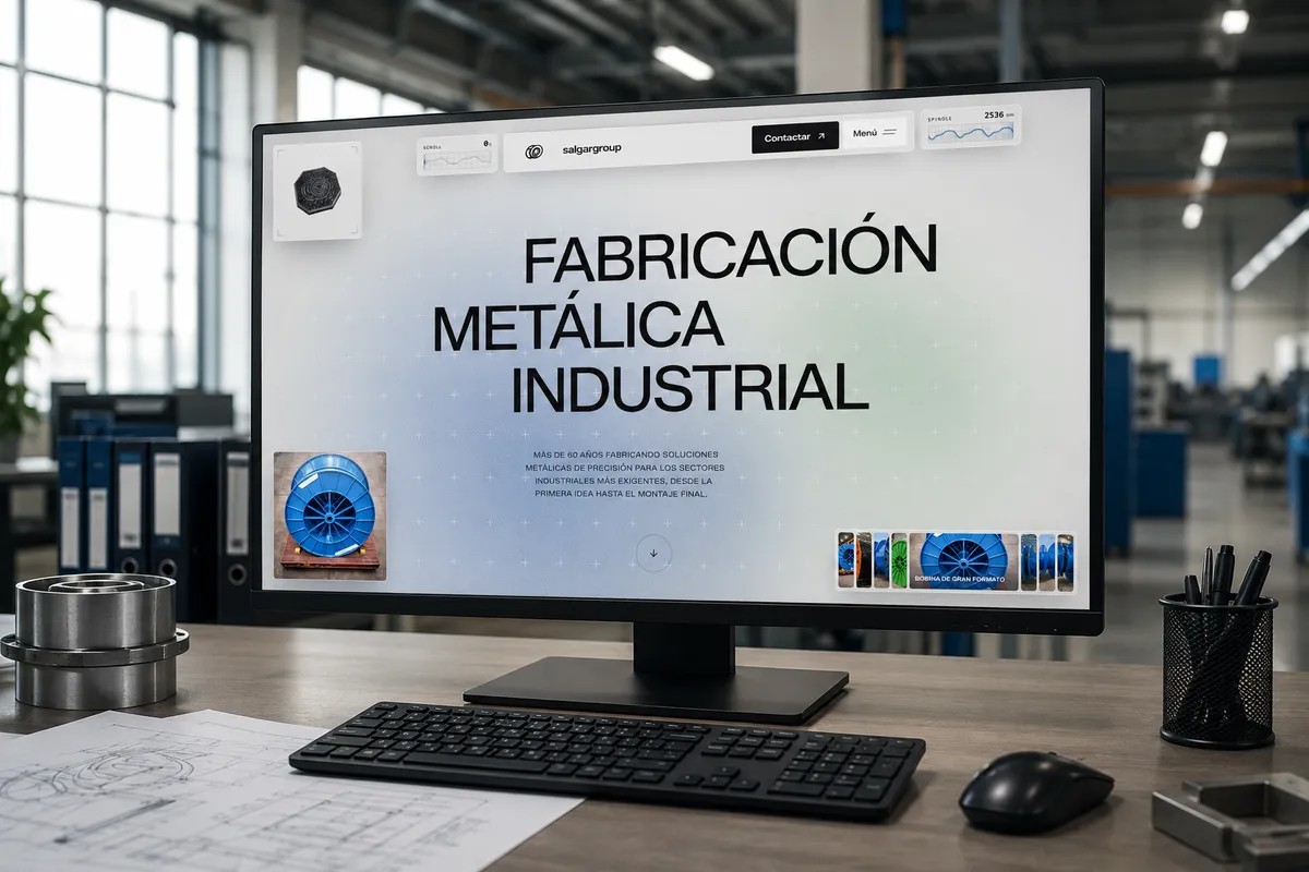 Web B2B de una empresa industrial en un monitor