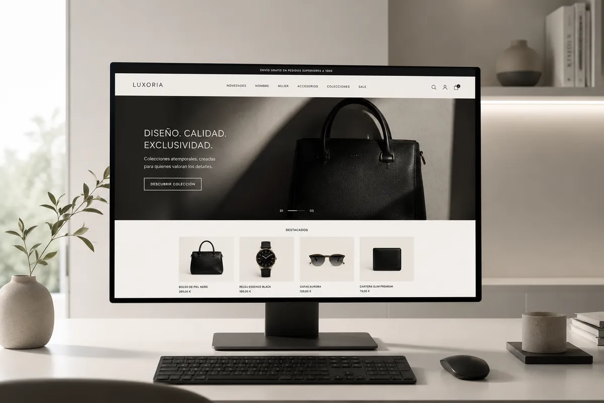 Tienda online premium en un monitor